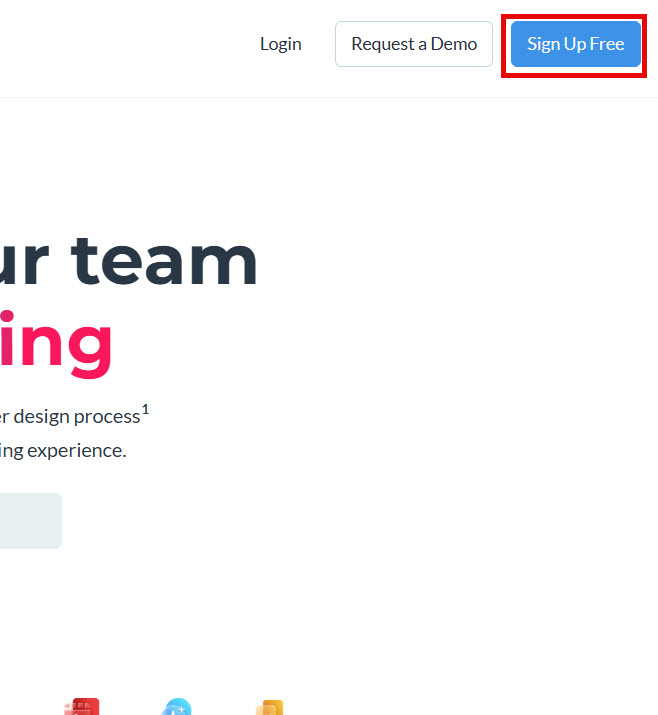 Visme Home Page with Sign Up Free button highlighted