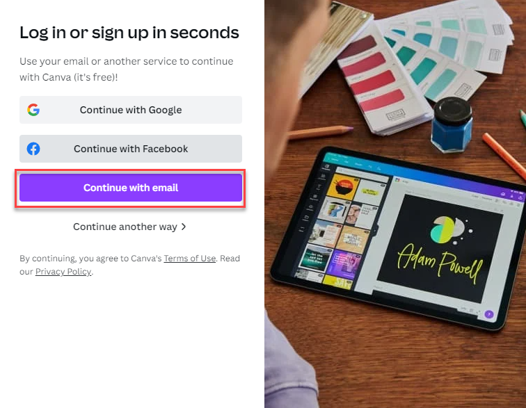 Canva Sign Up Method