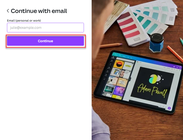 Canva Email Sign Up
