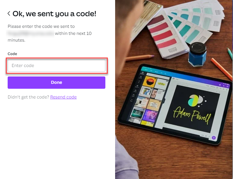 Canva Input Confirmation Code