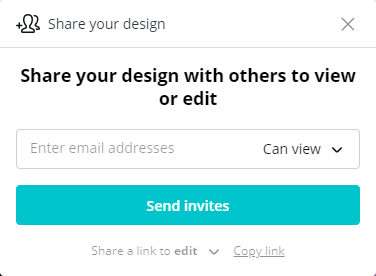 Share design link screen screenshot