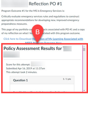 Example course submission content block