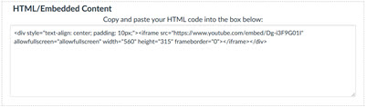 HTML or embed code content block