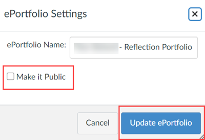 Make your ePortfolio public