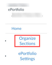 Organize sections in ePortfolio