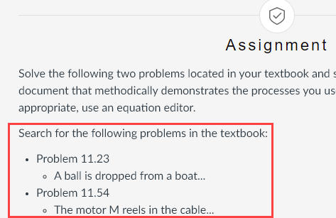 Example of problem prompt in Canvas