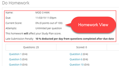 Example of homework interface in Pearson