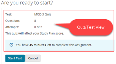 Example of quiz or test interface in Pearson