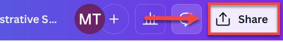 Canva Navigation bar with Share button highlighted