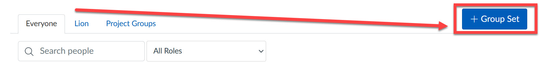 Canvas people page with 'group set' button highlighted