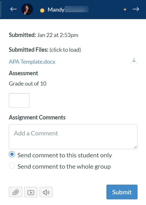 Canvas Speedgrader with single student grading mode