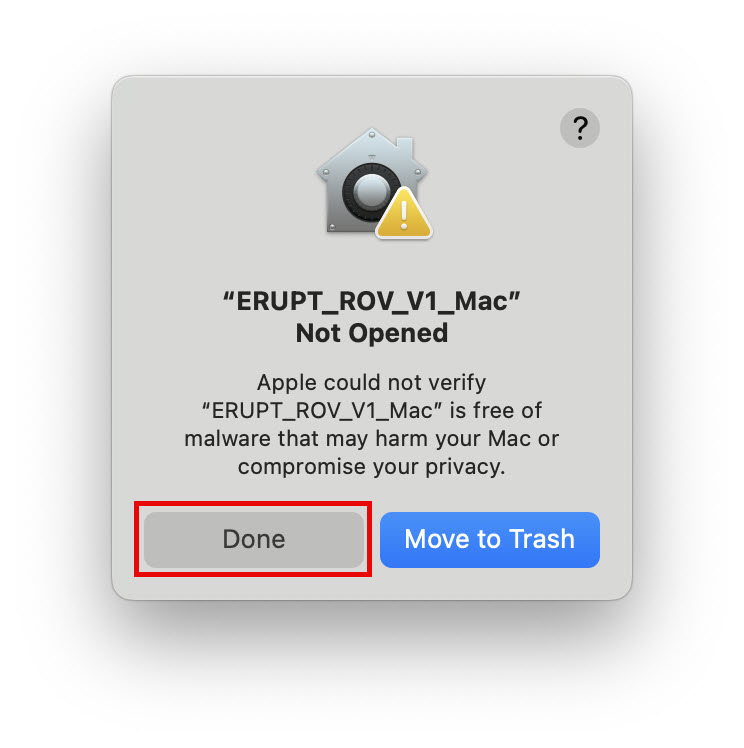 MAC malicious software popup message