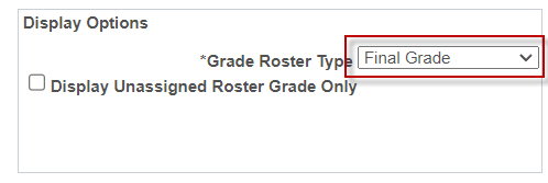 Select grade roster type to display