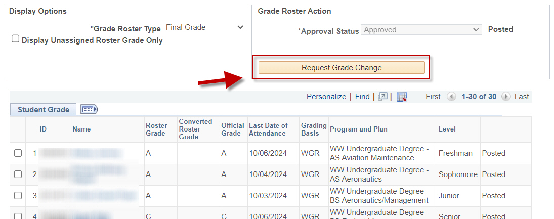 Campus solutions grade change