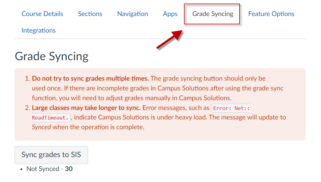 grade syncing in canvas