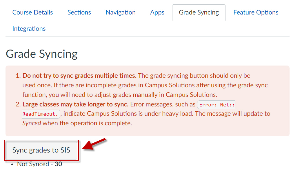 syncing grades to SIS