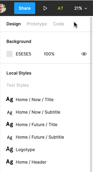 Design Panel while Editing showing the ability to view, add, remove, or change the properties of objects