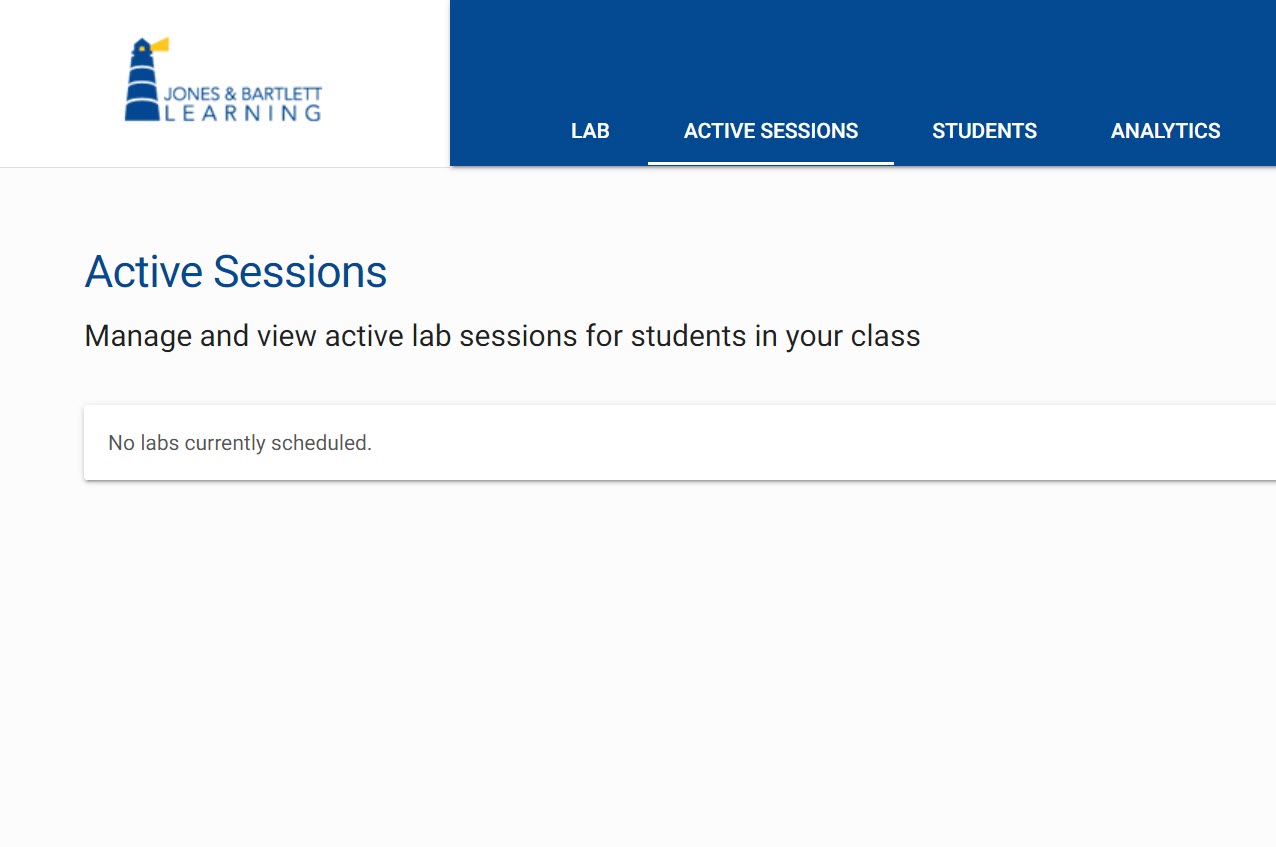 Instructor view of active sessions example