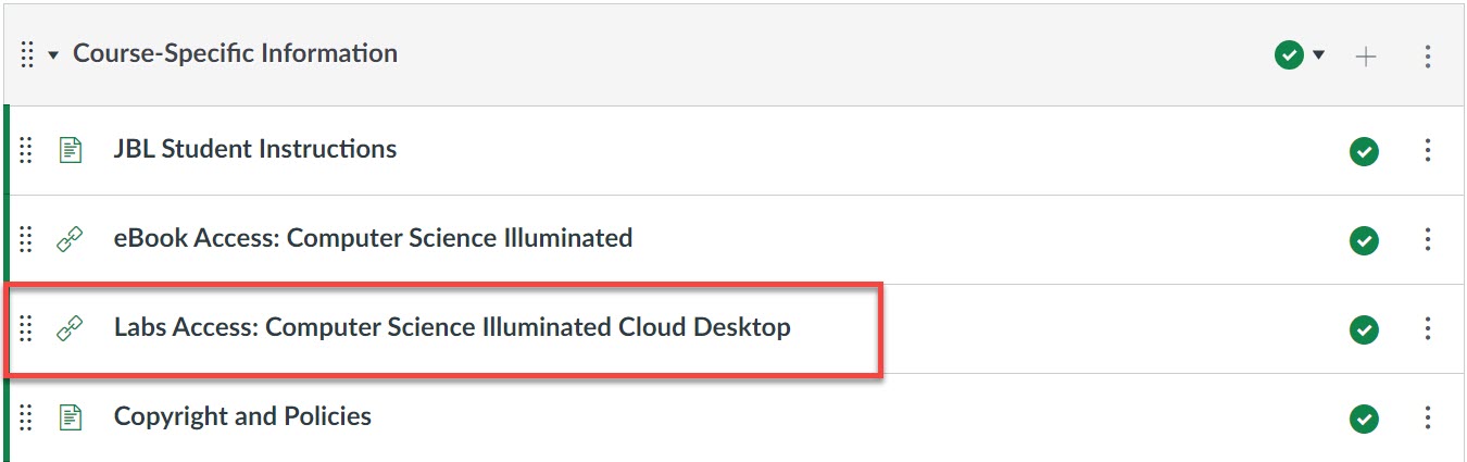 Select Cloud desktop link outlined found in course specific information