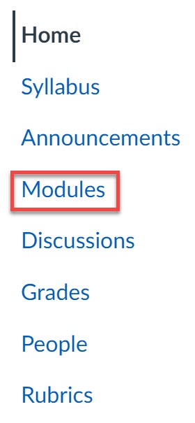 Select Modules tab outlined located from Canvas home page