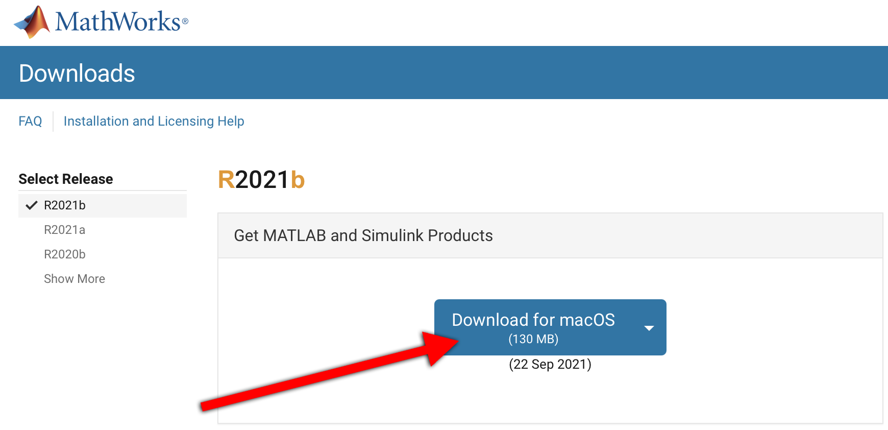 Select Download MATLAB version for your operating system type