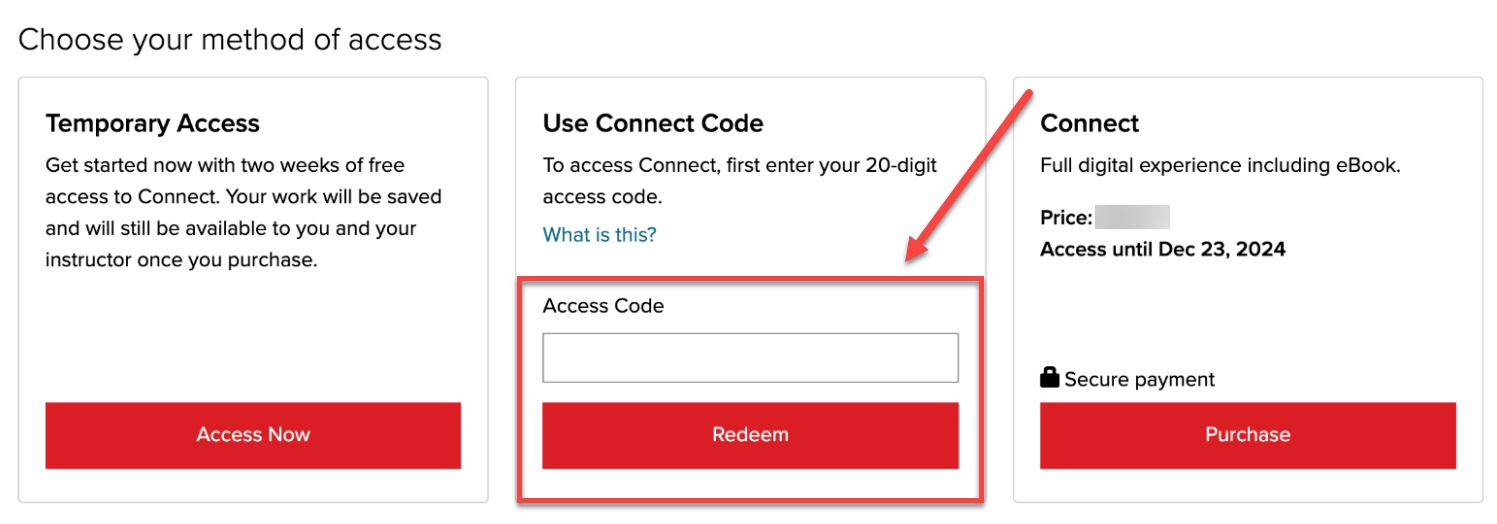 Select your way to pay or redeem McGraw-Hill