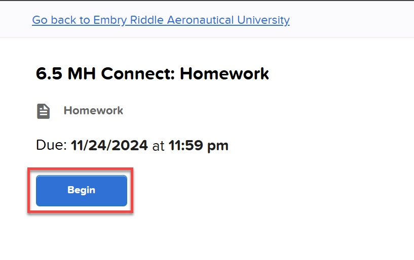 McGraw-Hill Student assignment interface