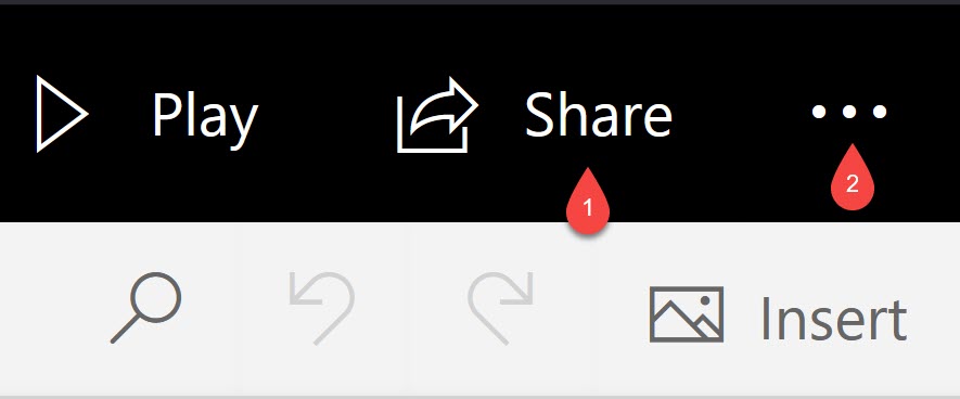 Sway page with Share button Highlighted