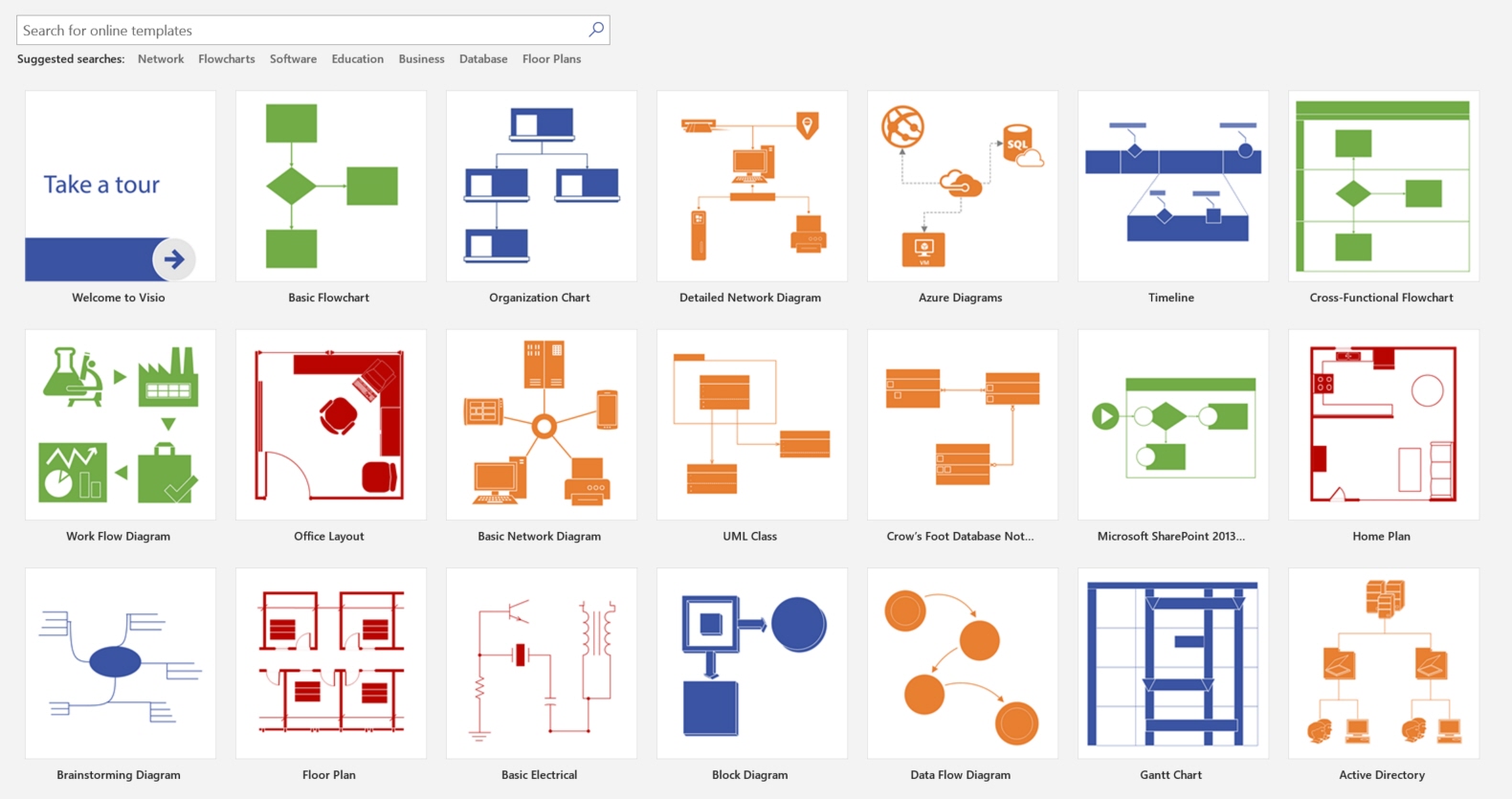 Microsoft Visio Featured templates from new visio