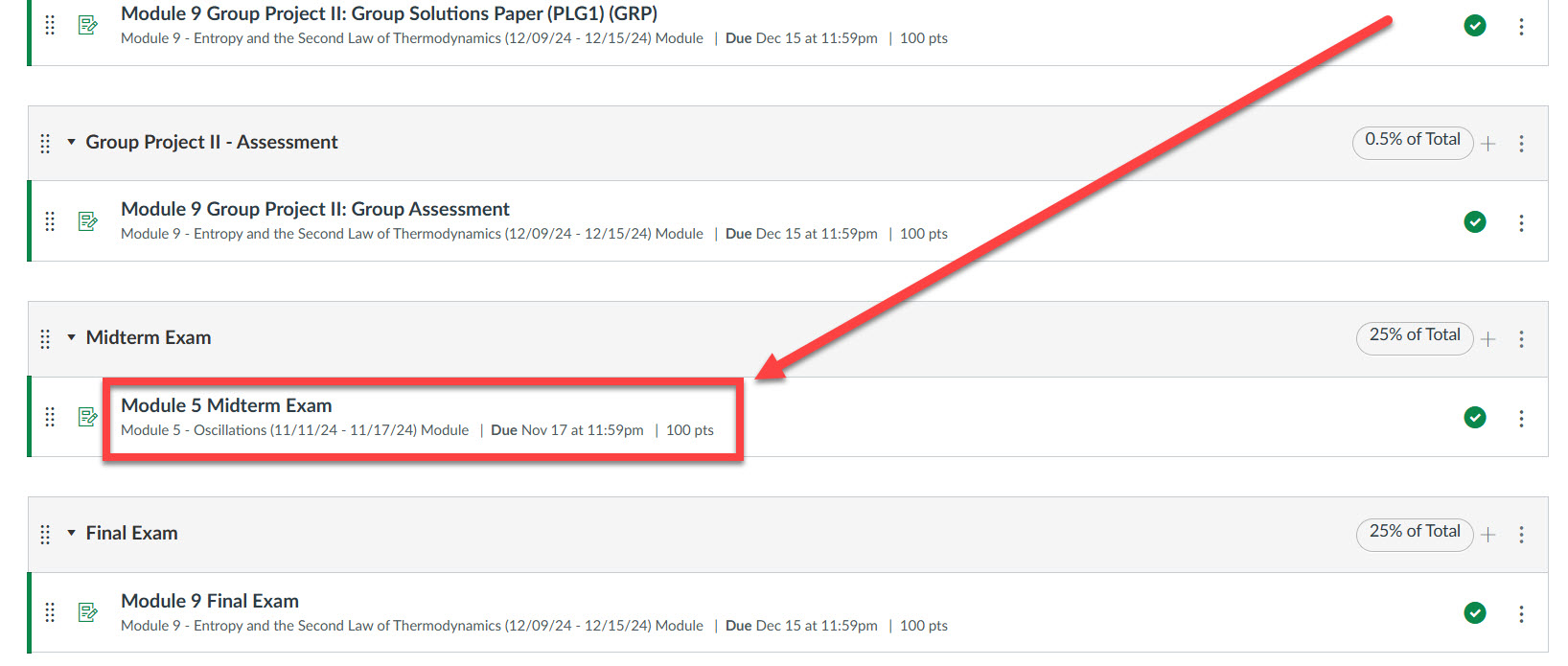 In Canvas select a New WileyPLUS assignment outlined and arrowed to