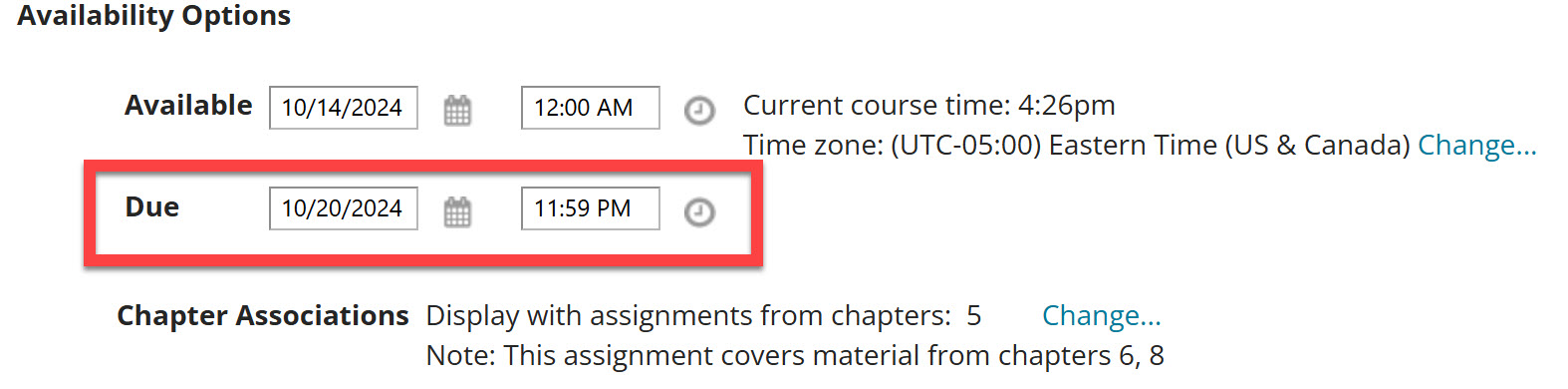 Enter new due date information, outlined