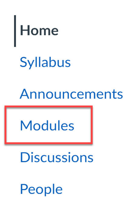 Locate and select Modules in your canvas navigation, outlined