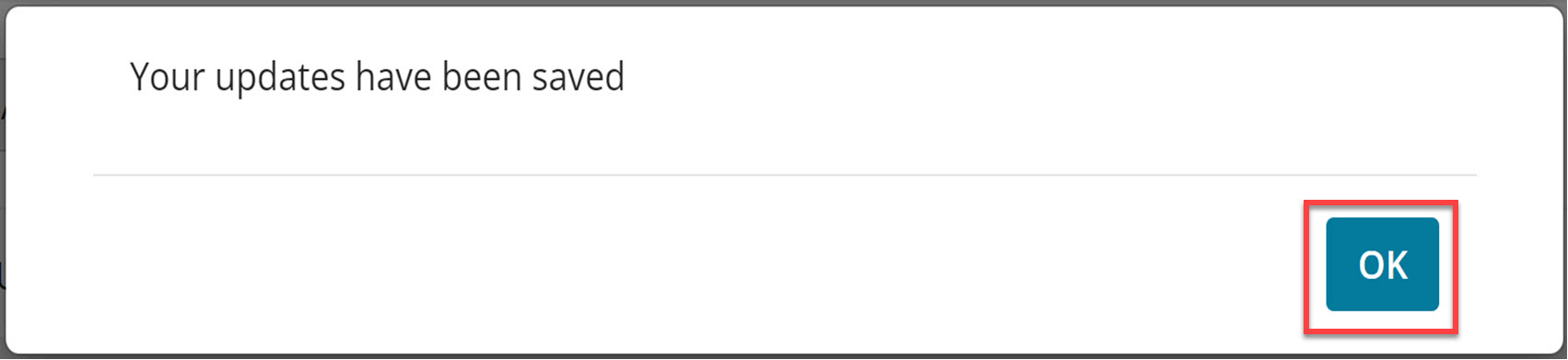 Confirm update by selecting OK outlined