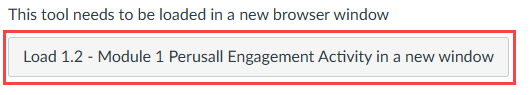 Canvas prompt to load Perusall assignment in a new window outlined