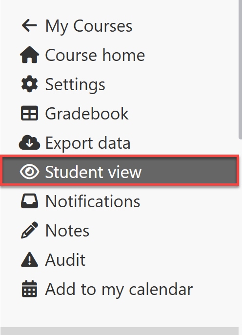 Perusall side menu student view outlined and arrowed to