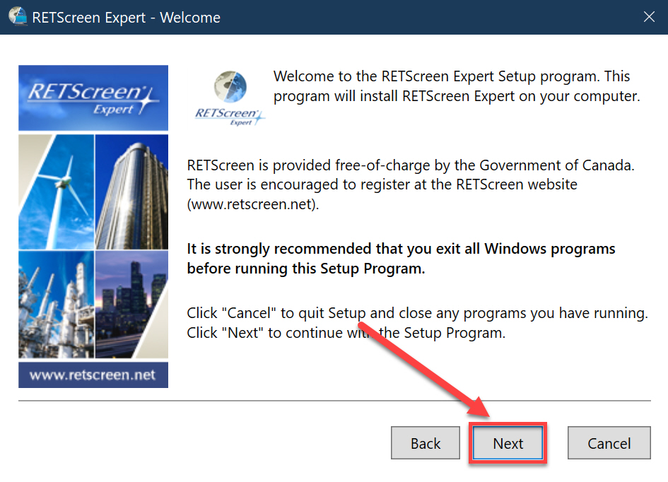 Next button highlighted for selection.