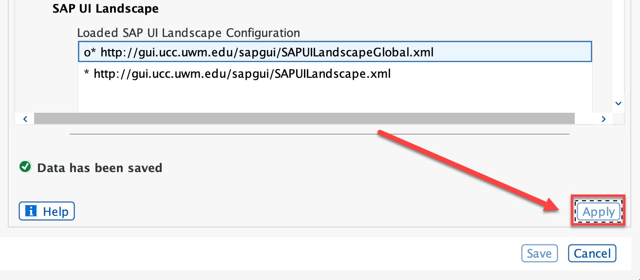 SAP Preferences page with Apply button highlighted