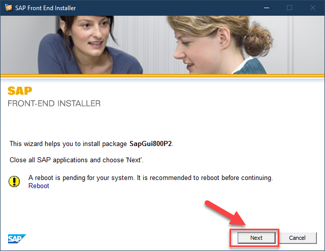 SAP Install wizard with Next button selected