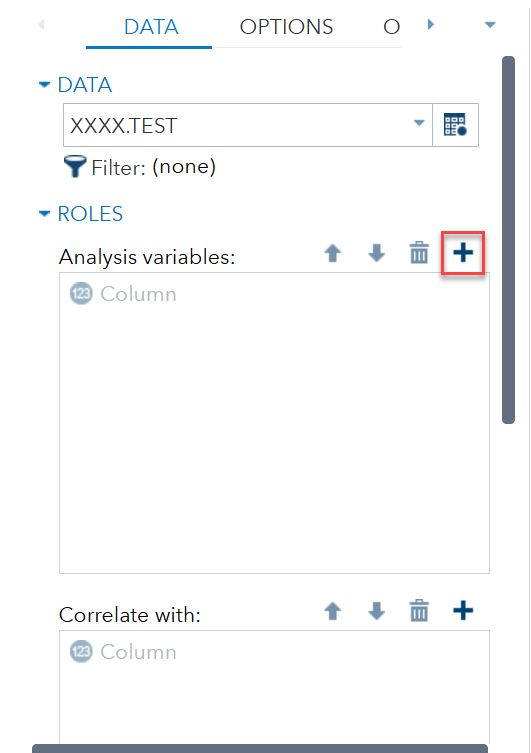 SAS ROLEs with plus icon highlighted