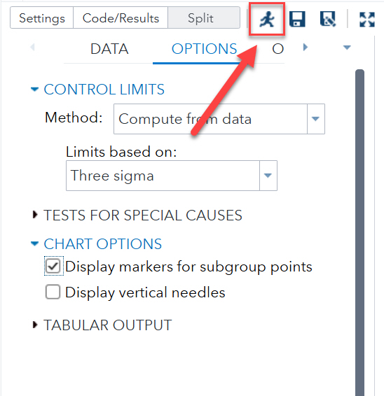 SAS Run icon highlighted