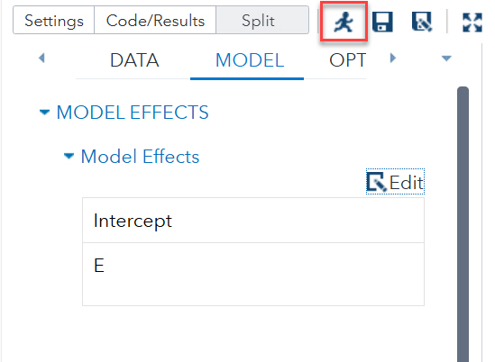 SAS Run icon highlighted