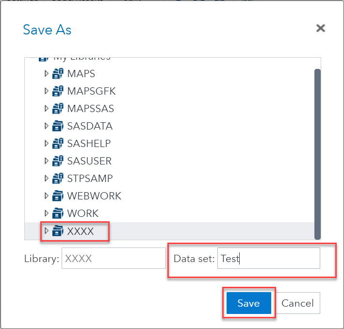 SAS File Information Screen with Running icon highlighted