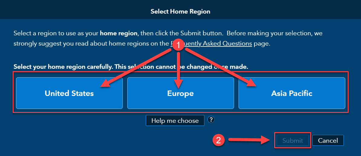 SAS OnDemand for Academics Registration with Regions and Submit button highlighted