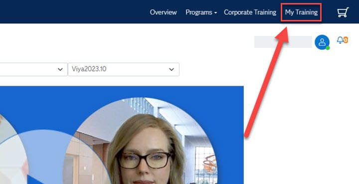 My Training highlighted in the top right corner for selection