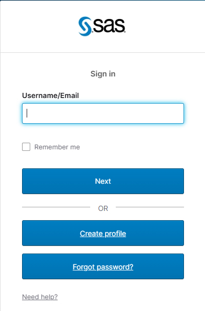 Empty SAS Viya login screen