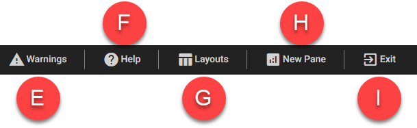 SIMNET Right Side of Control Bar with lettered icons