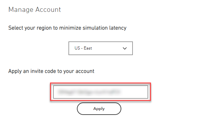 SIMNET Account Management Page invite code