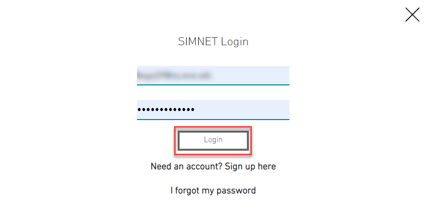 Simnet login page