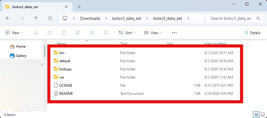 Splunk Apps folder create folder for data outlined arrowing to the data being extracted outlined