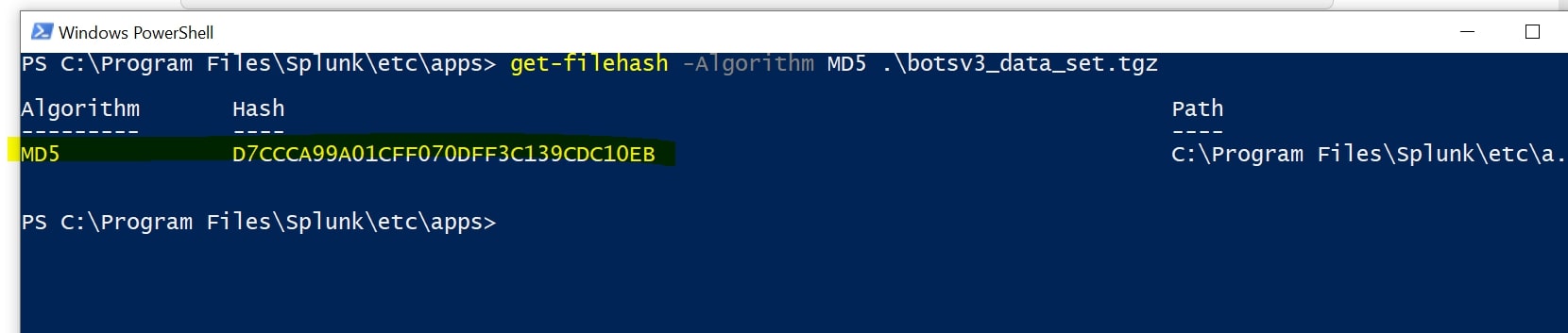 PowerShell get file and check if the MD5-Hash matches the one at the top